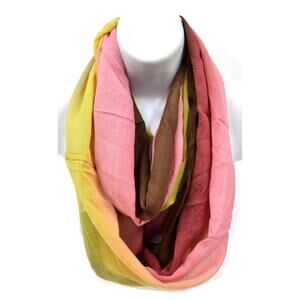 NEW Boutique Pink Purple Yellow Brown Ombre Infinity Cowl Lightweight Scarf